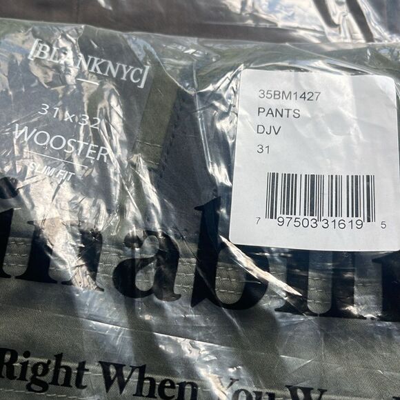 New Blank NYC WOOSTER   green pants MEN’s NWT - Picture 4 of 4